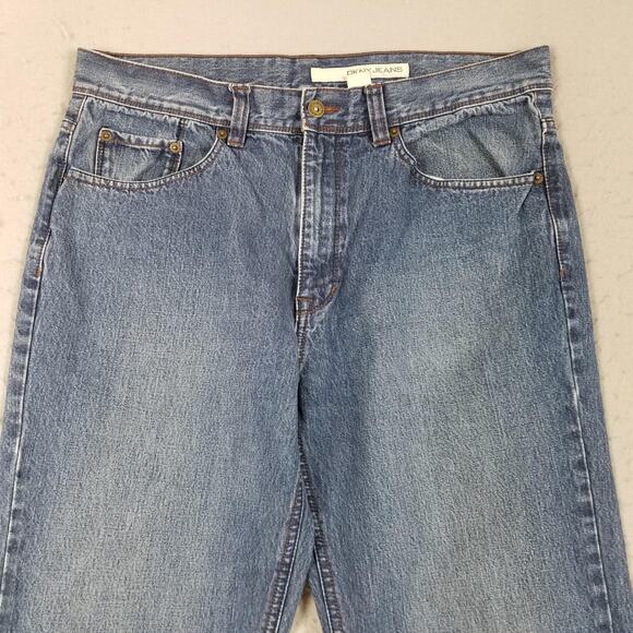 DKNY Jeans Jeans Mens 34x32 Blue Straight Leg Denim Embroidered Pockets Cotton - Picture 2 of 16